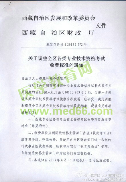 西藏2014年執(zhí)業(yè)藥師考試收費標(biāo)準(zhǔn)通知