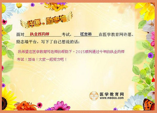 2015年執(zhí)業(yè)藥師考試許愿勵志墻 我宣言共見證！