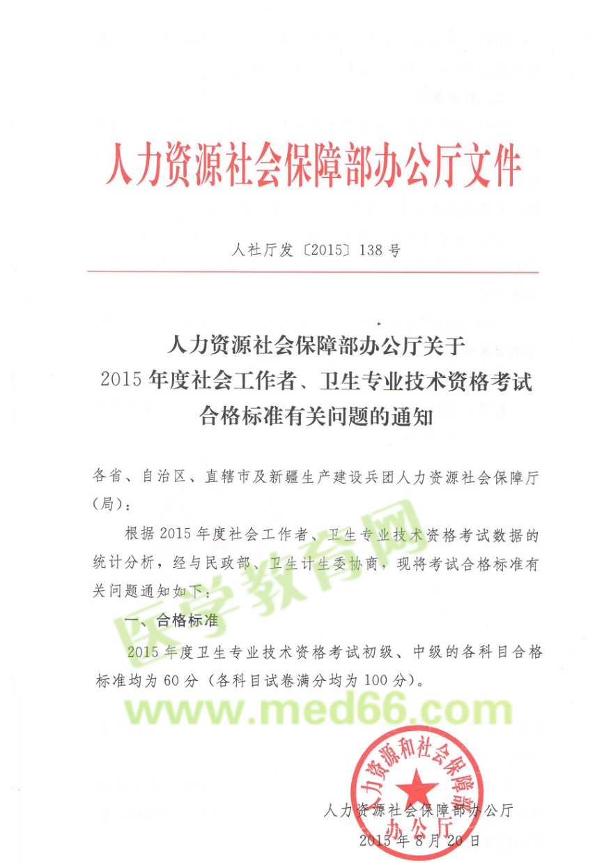 2015年主管護(hù)師考試成績合格分?jǐn)?shù)線為60分