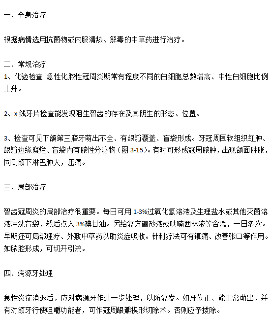 智齒冠周炎的主要治療方式有哪些？