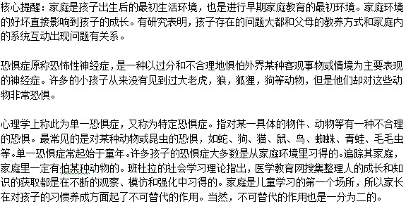 父母的教育與成長(zhǎng)環(huán)境是否會(huì)導(dǎo)致孩子患有恐懼癥