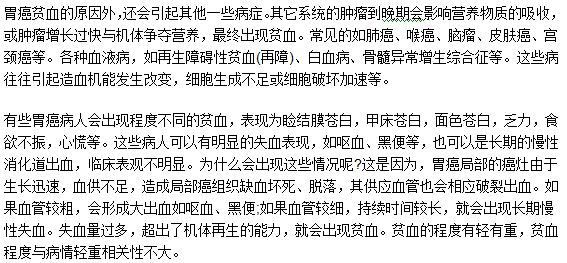 導(dǎo)致胃癌貧血的原因是什么？