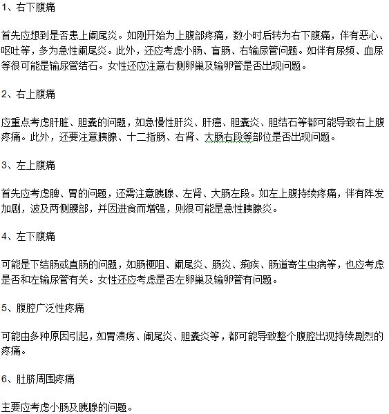 腹痛存在的健康隱患哪些？