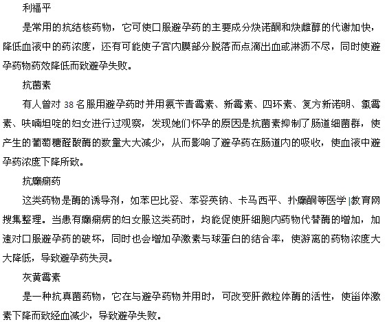 哪些藥物會(huì)導(dǎo)致避孕藥避孕失敗