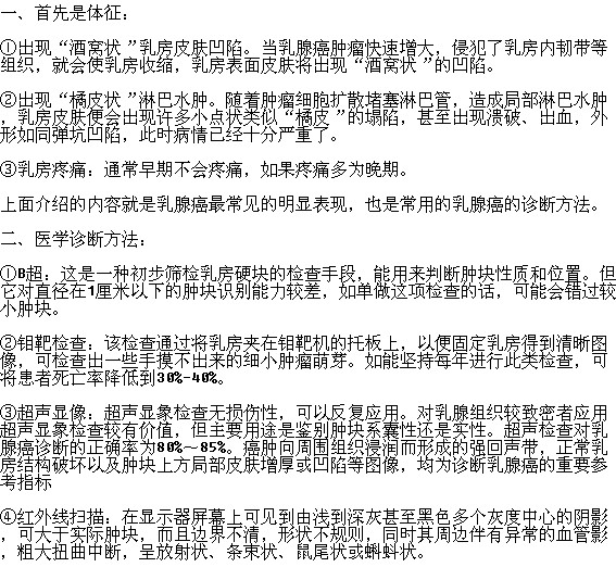 診斷乳腺癌有哪些常用方法你知道嗎？