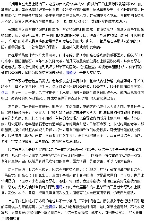 為什么吃素也會導致膽結石呢
