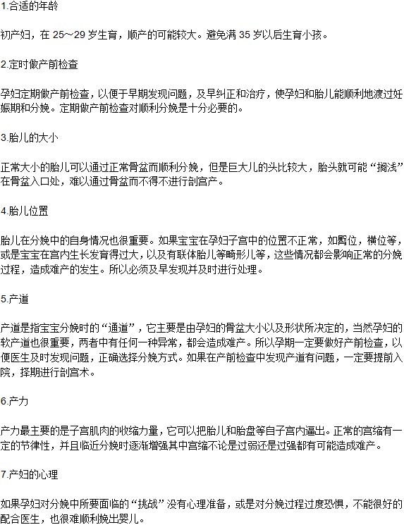 哪些因素決定孕婦分娩順產(chǎn)