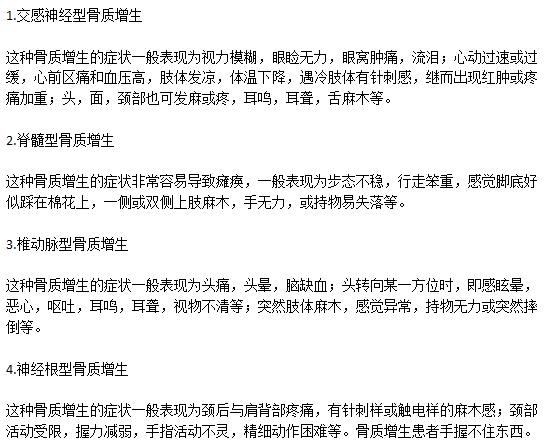 臨床老年骨質(zhì)增生患者的常見(jiàn)病癥類型有哪些？