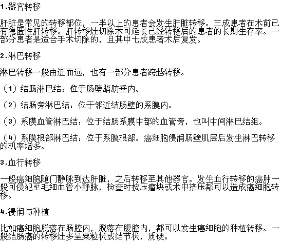 結(jié)腸癌有哪些轉(zhuǎn)移途徑？