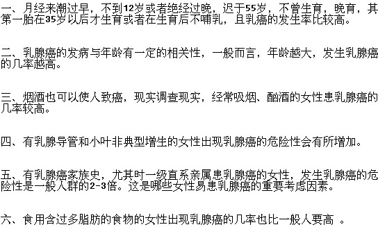 容易染上乳腺癌的女性朋友有哪些？