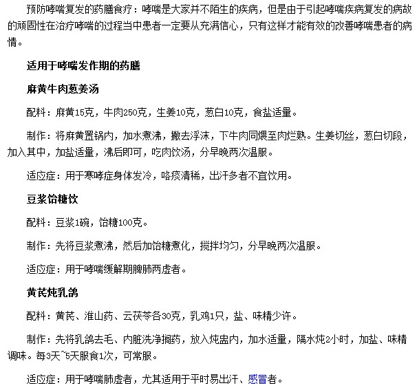 通過(guò)哪些藥膳可以預(yù)防哮喘反復(fù)發(fā)作