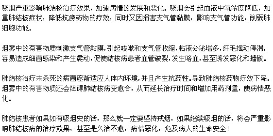 吸煙對肺結(jié)核患者治療效果有何影響