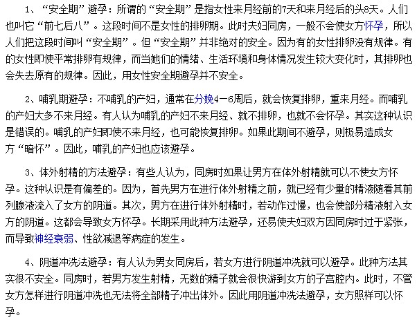 避孕的誤區(qū)你們知道多少？