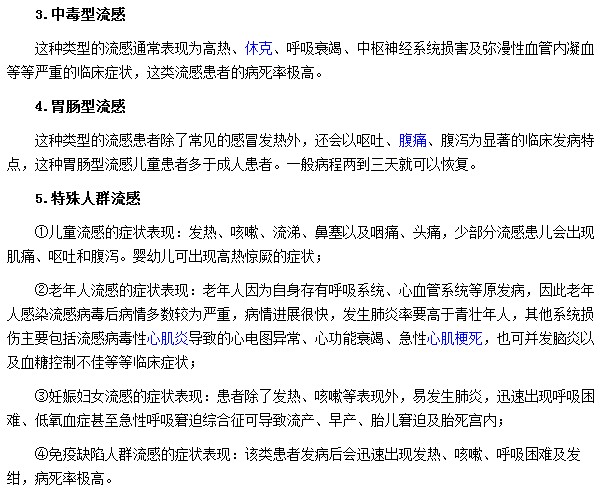 流感病毒的癥狀有哪些？