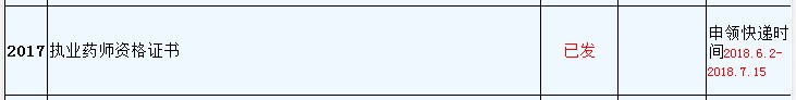 浙江省2017年執(zhí)業(yè)藥師證書(shū)發(fā)放通知