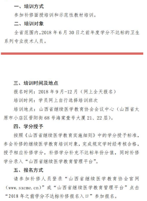 山西省繼續(xù)醫(yī)學(xué)教育協(xié)會關(guān)于開展全省衛(wèi)生系列專業(yè)技術(shù)人員往年繼續(xù)醫(yī)學(xué)教育學(xué)分不達(dá)標(biāo)補修工作的函