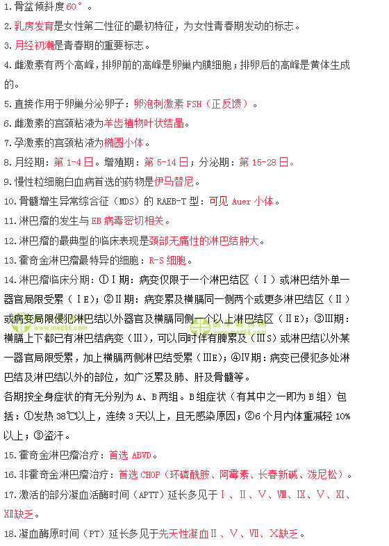 2019年臨床執(zhí)業(yè)醫(yī)師筆試快速備考100條考點(diǎn)速記（五）