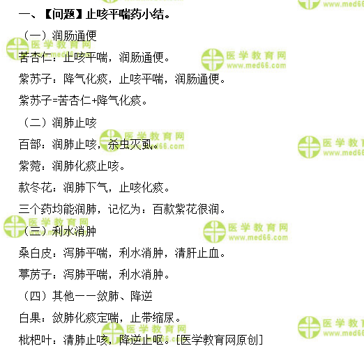 止咳平喘藥小結(jié)