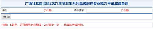 廣西壯族自治區(qū)2021年度衛(wèi)生系列高級職稱專業(yè)能力考試成績查詢