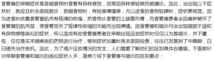 如何鑒別是食管癌還是慢性咽炎？一文了解！