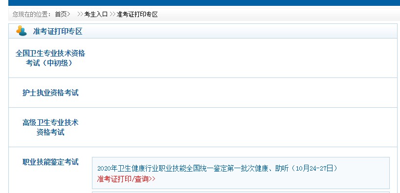 中國衛(wèi)生人才網2021衛(wèi)生專業(yè)技術資格考試準考證打印入口