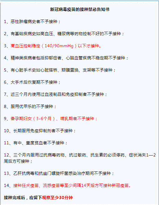 新冠疫苗接種禁忌書(shū)