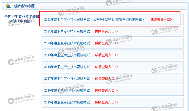 云南德宏州2021衛(wèi)生資格考試成績(jī)單打印入口