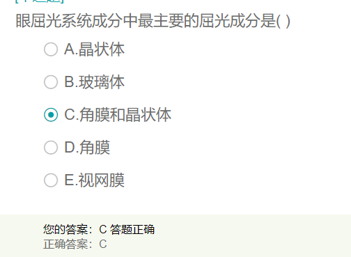 眼屈光系統(tǒng)成分中最主要的屈光成分是？