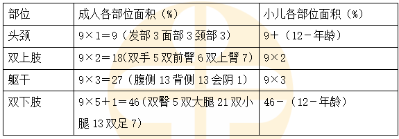 小兒與成人燒傷面積的劃分有什么區(qū)別？