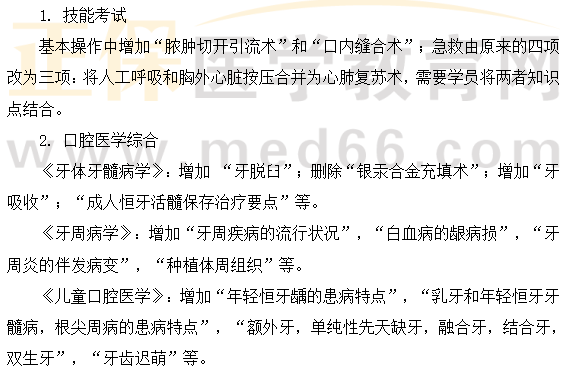 2024口腔執(zhí)業(yè)助理醫(yī)師考試大綱變動（技能考試）