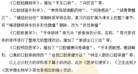 2024口腔執(zhí)業(yè)助理醫(yī)師考試大綱變動（綜合考試）
