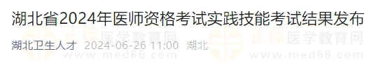 湖北省2024年醫(yī)師資格考試實踐技能考試結果發(fā)布